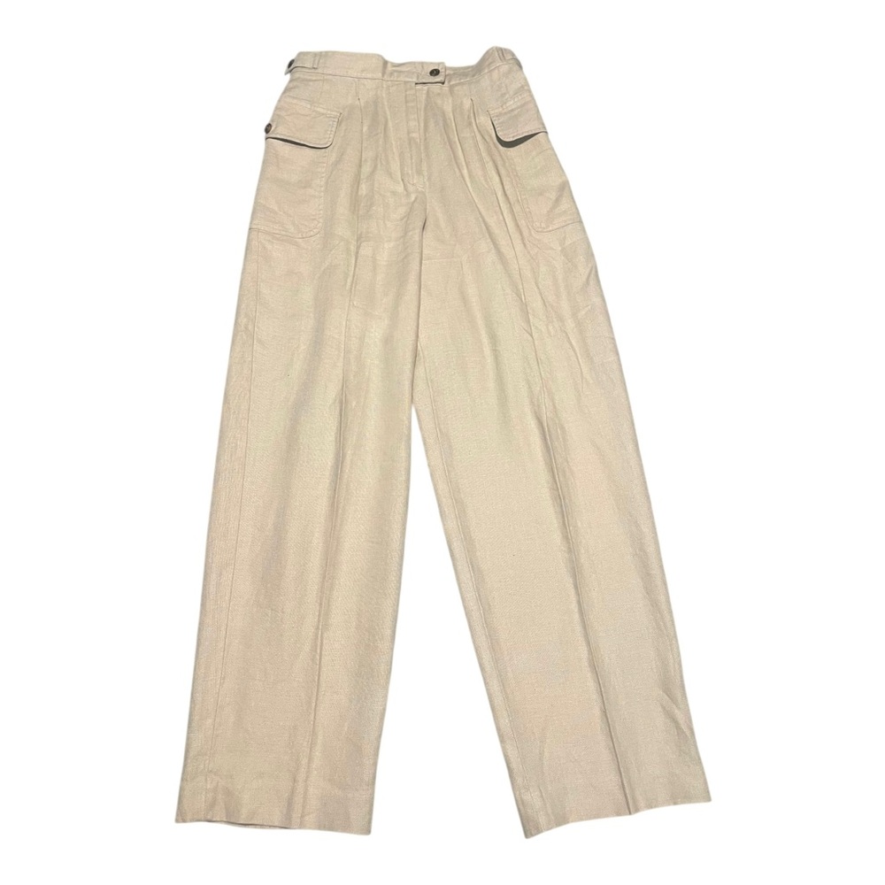 Rafaella Petites VTG 100% Linen High Waisted Cargo Pants Size 10 Quiet Luxury